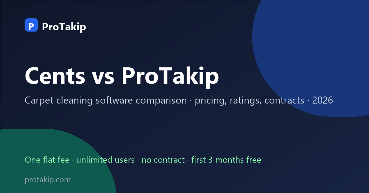 Cents vs ProTakip: carpet cleaning software comparison, 2026