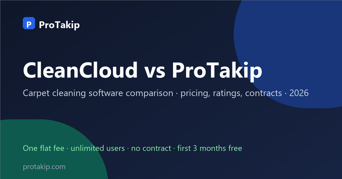 CleanCloud vs ProTakip: carpet cleaning software comparison, 2026