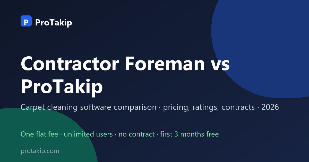 Contractor Foreman vs ProTakip: carpet cleaning software comparison, 2026