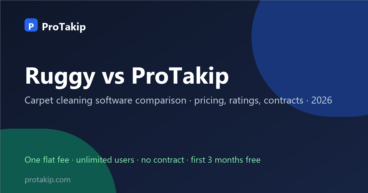 Ruggy vs ProTakip: carpet cleaning software comparison, 2026