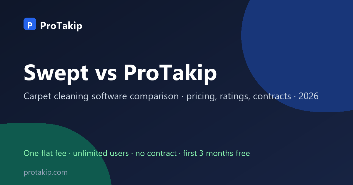 Swept vs ProTakip: carpet cleaning software comparison, 2026