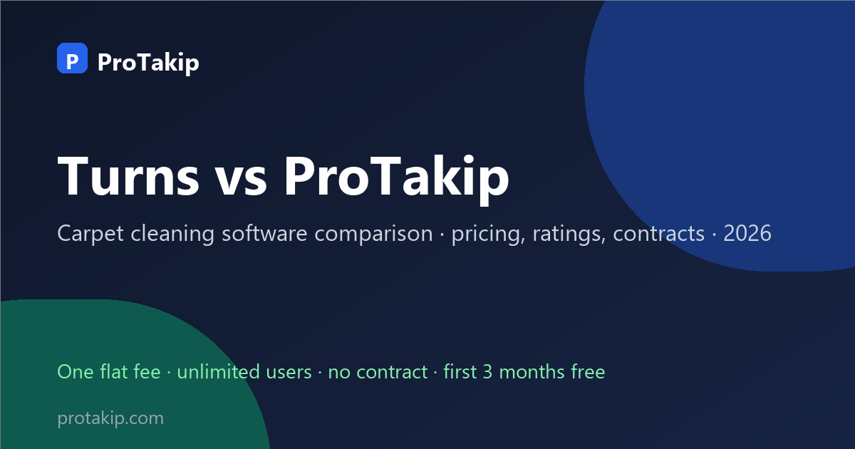 Turns vs ProTakip: carpet cleaning software comparison, 2026
