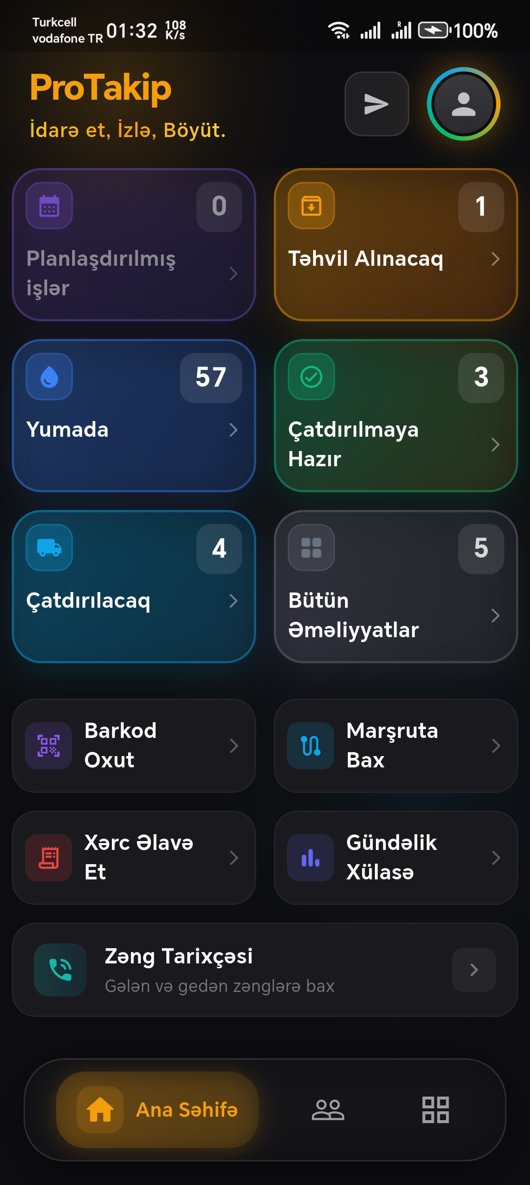 ProTakip mobil tətbiq — sifariş, müştəri və çatdırılma idarəetməsi