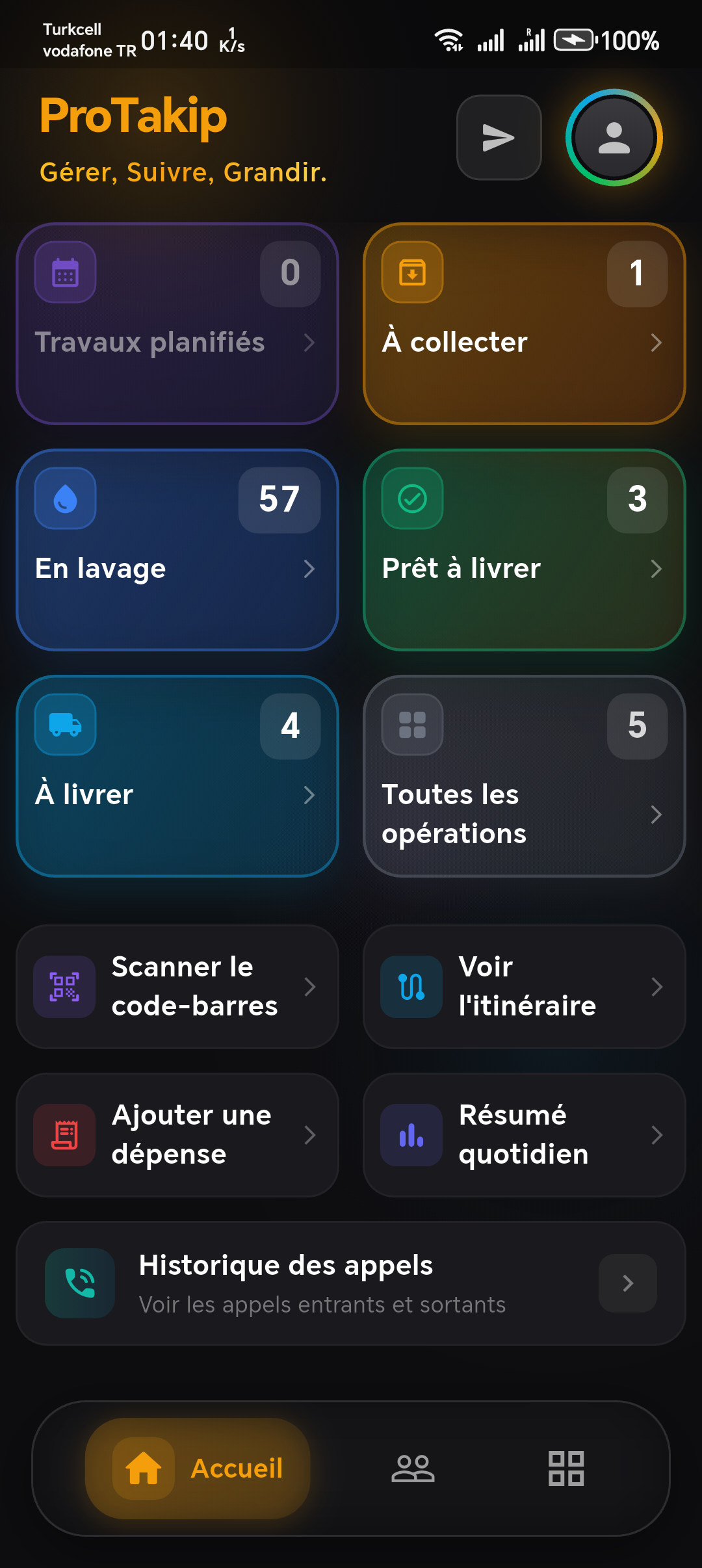 Application mobile ProTakip — gestion des commandes, clients et livraisons