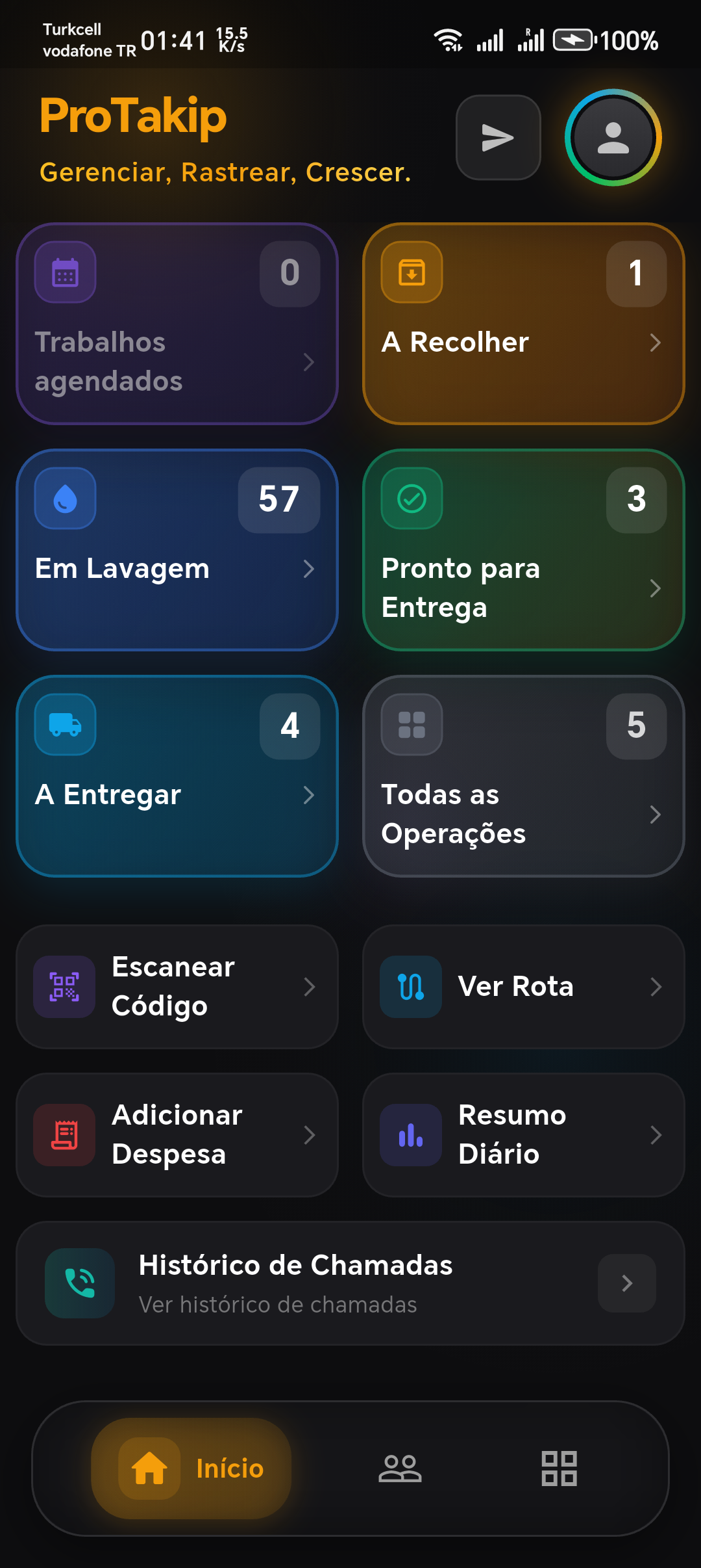 ProTakip — Aplicativo de gestão móvel para empresas de serviços Aplicativo ProTakip — gestão de pedidos, clientes e entregas