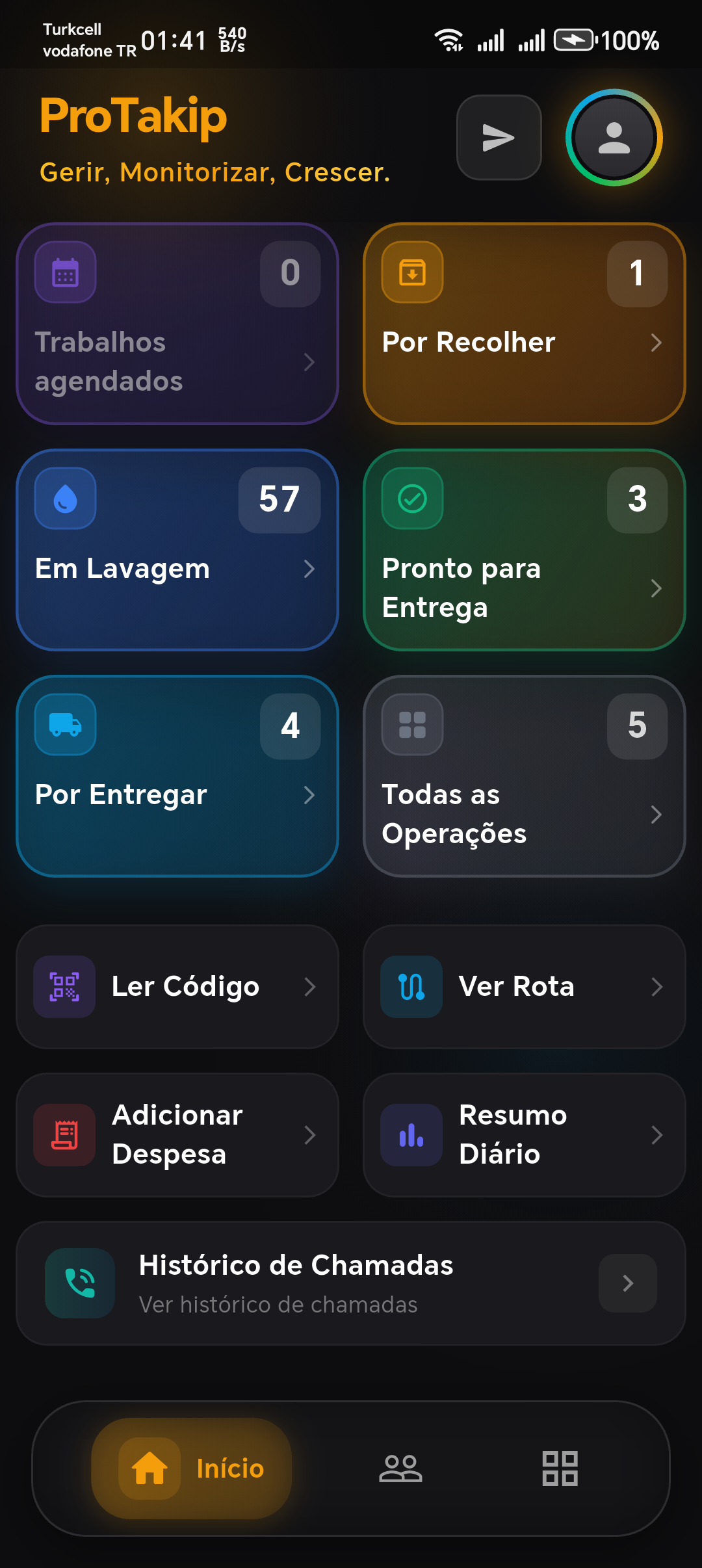 ProTakip — Aplicativo de gestão móvel para empresas de serviços Aplicativo ProTakip — gestão de pedidos, clientes e entregas